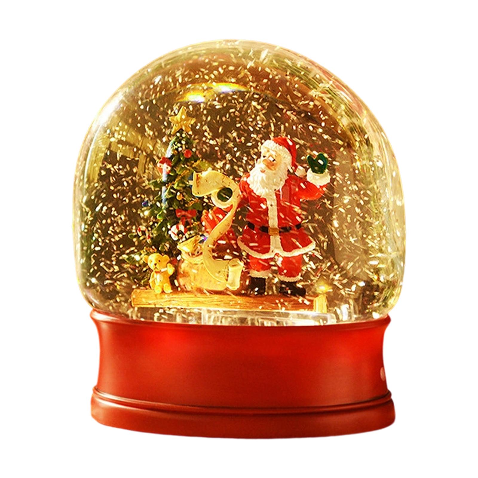 Snow Globe Musical - กล่องดนตรีลูกโลกหิมะคริสต์มาส ของสะสม ของตกแต่งตั้งโต๊ะ กล่องดนตรีตกแต่งคริสต์มาสสำหรับชั้นวาง ห้องนั่งเล่น โต๊ะทำงาน