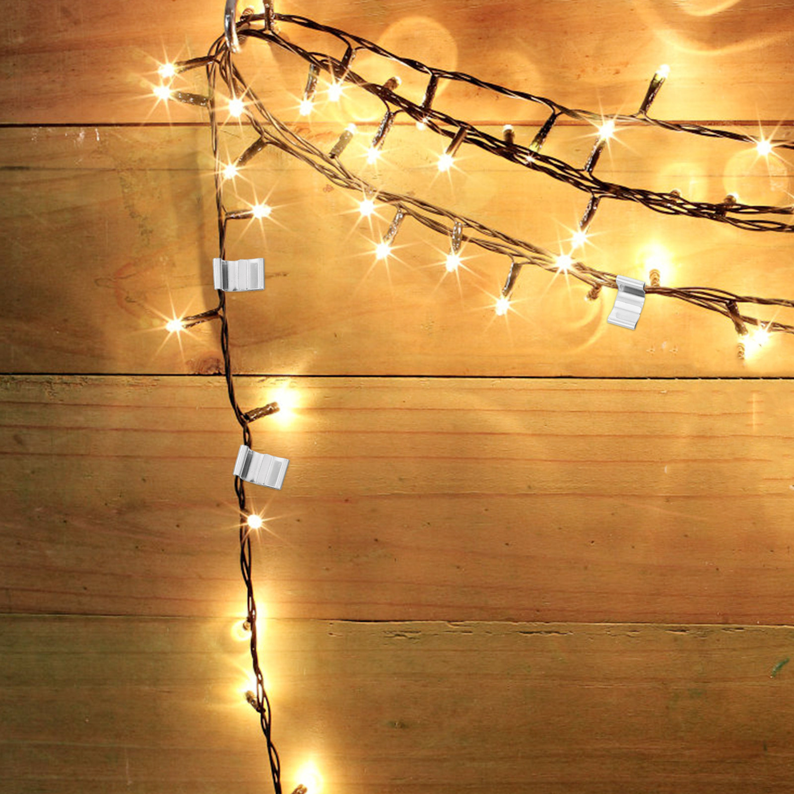Christmas Lights Outdoor - คลิปหนีบไฟโลหะกันสนิม 100 ชิ้น สำหรับแขวนไฟกลางแจ้งอย่างมั่นคง เหมาะสำหรับงานคริสต์มาส งานแต่งงาน