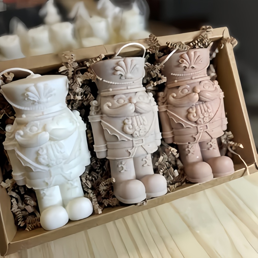 Nutcracker Figurine - แม่พิมพ์ซิลิโคนรูปนัทแครกเกอร์ 3 มิติ สำหรับงาน DIY, แม่พิมพ์เทียนรูปทหาร,