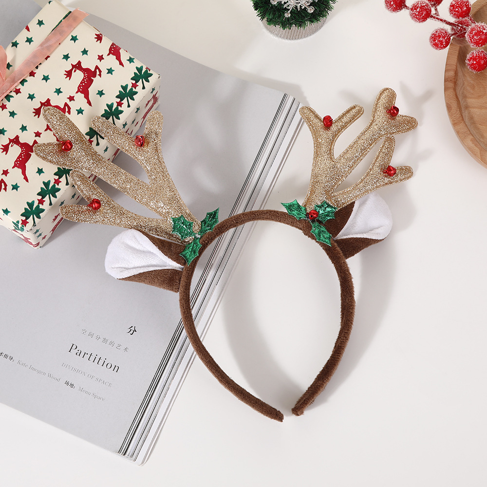 Reindeer Antlers Headband - 1 ชิ้นผู้ใหญ่หญิงสาวกวางเครื่องแต่งกายฮาโลวีน Antlers Reindeer หูแถบคาดศีรษะ