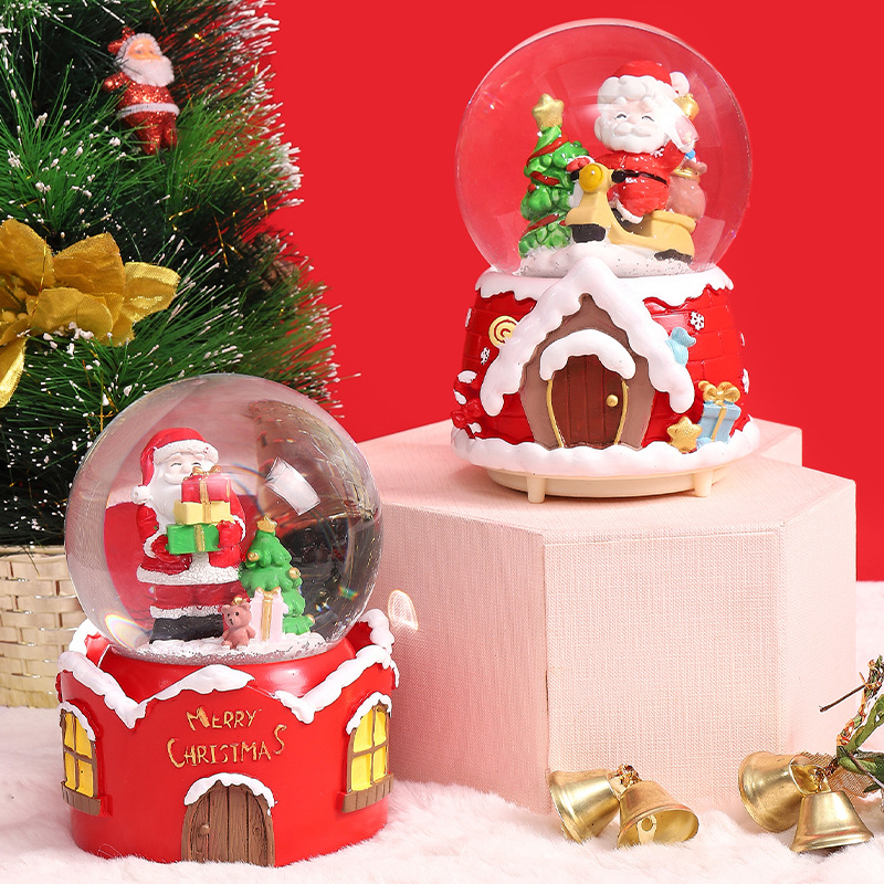 Snow Globe Musical - ลูกโลกหิมะคริสต์มาสพร้อมไฟ LED หิมะตกอัตโนมัติ Santa Claus ดนตรีหมุนของขวัญตกแต่งสําหรับเด็กเพื่อนโต๊ะเครื่องประดับ