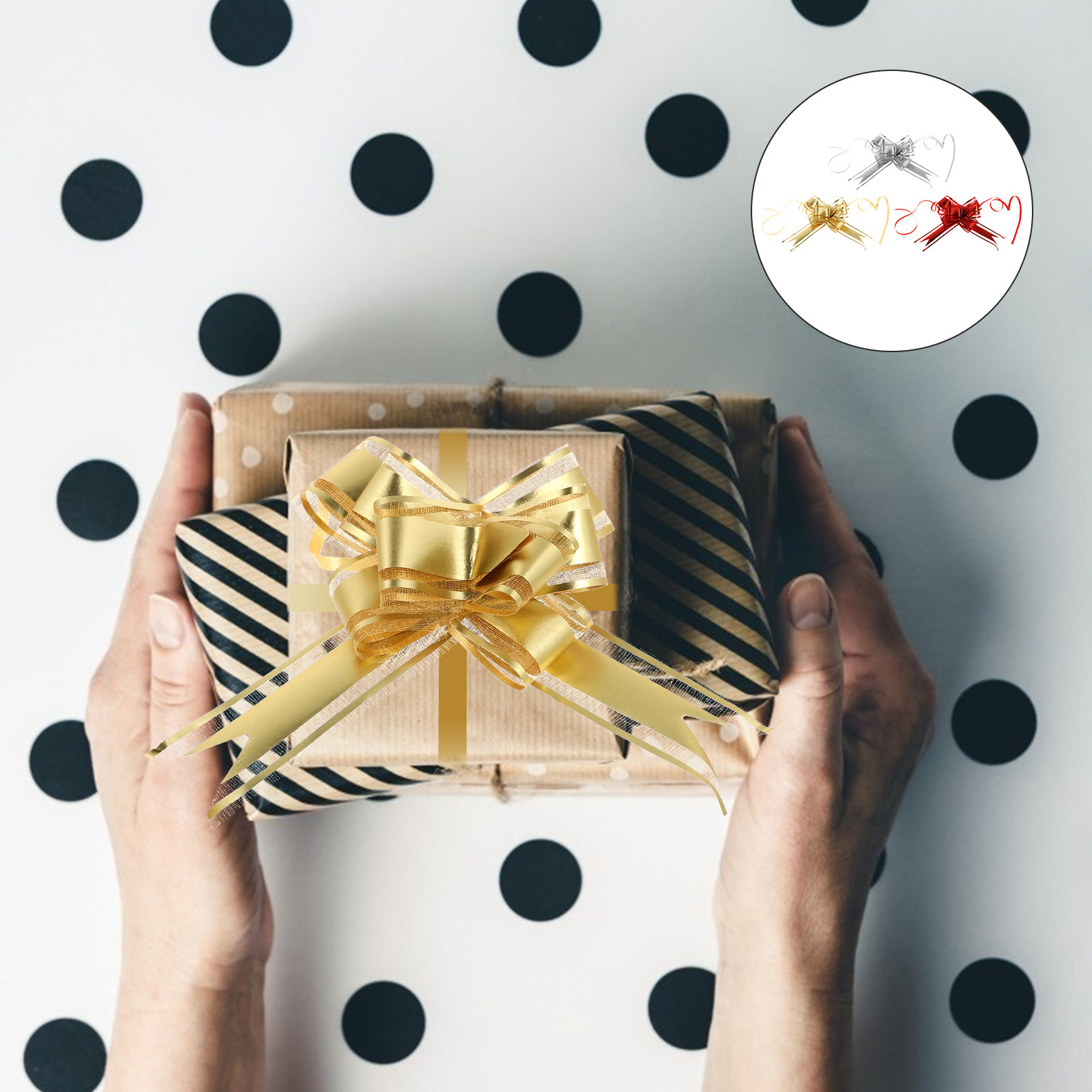 Gift Box Wrap Set - ชุดโบว์ดึงตกแต่ง 30 ชิ้น ใช้งานง่าย สำหรับห่อของขวัญ ตกแต่งกล่องของขวัญ