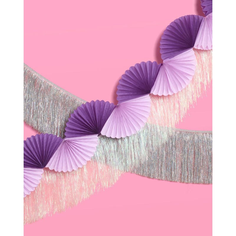 สีม่วงเงินปาร์ตี้กระดาษ 3D พัด - Tinsel Garland Decoration บทวิจารณ์และราคา