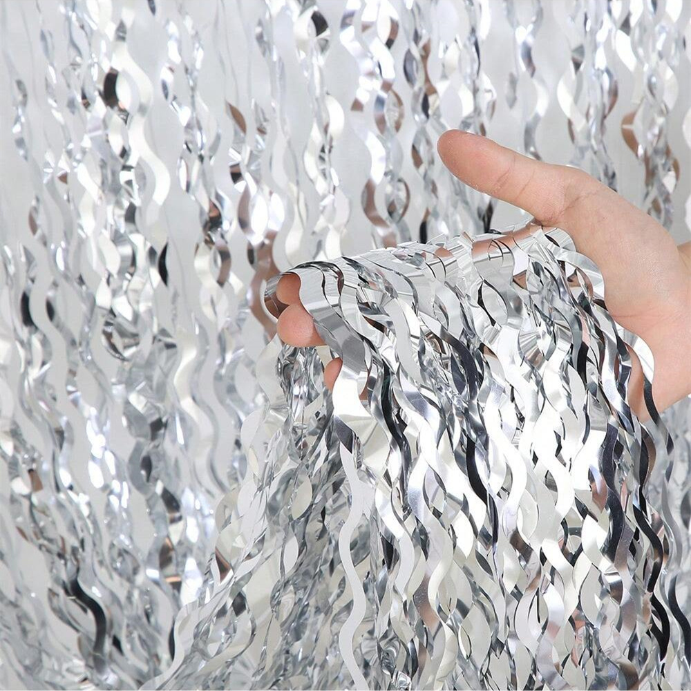 3.2*6.6 ฟุตหยัก Tinsel ฟอยล์ F - Tinsel Garland Decoration บทวิจารณ์และราคา